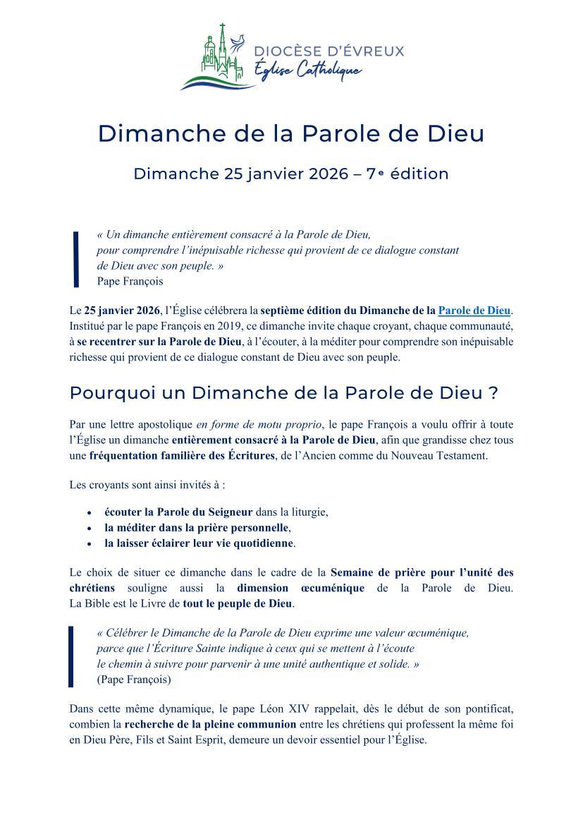 Dimanche parole de dieu